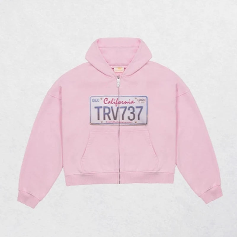 Urban License Plate Zip Hoodie - Planet Missy
