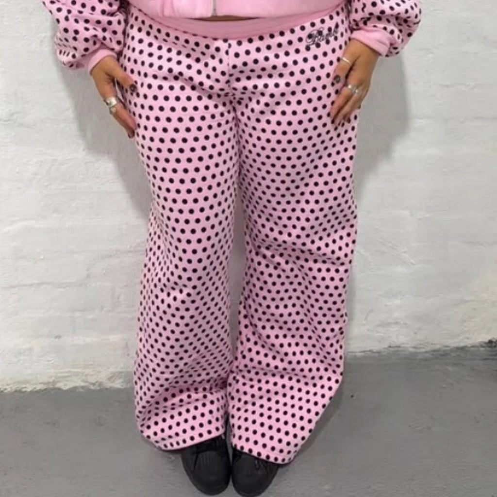 Pink Black Polka Dot Zip Up Set - Planet Missy