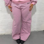 Pink Black Polka Dot Zip Up Set - Planet Missy