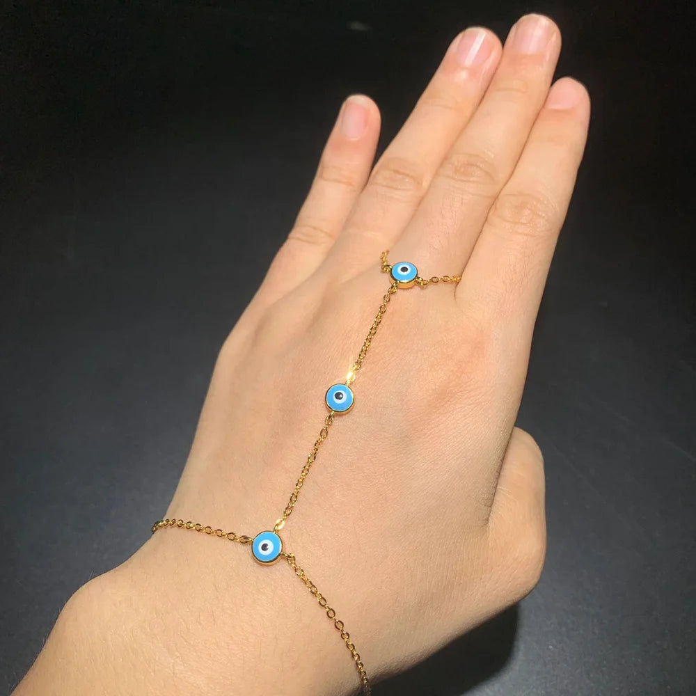 Enamel Evil Eye Charm Chain Bracelet