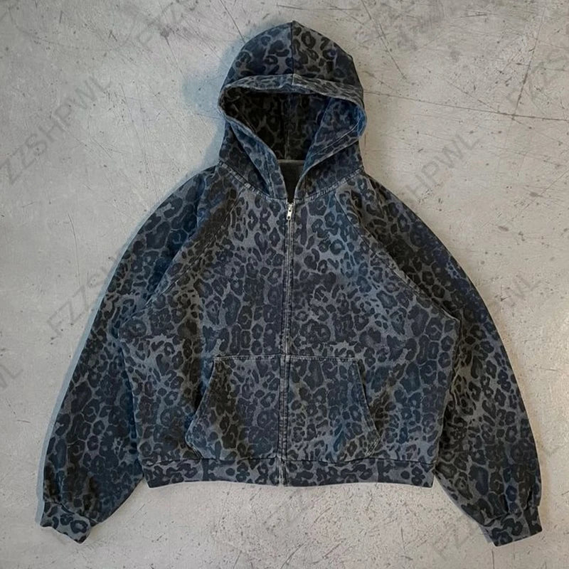 Black Leopard Print Hoodie - Planet Missy