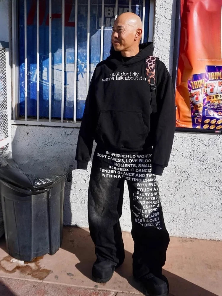 Lettered Straight Leg Jeans