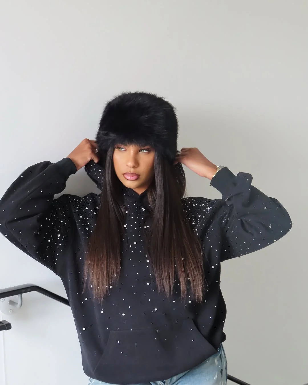 Rhinestone Hoodie - Planet Missy