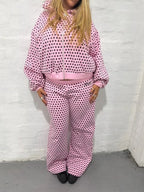 Pink Black Polka Dot Zip Up Set - Planet Missy