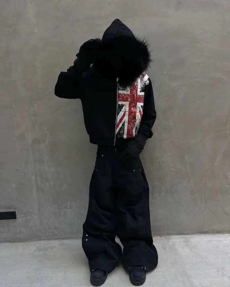 Flagged Zip Hoodie
