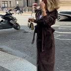 Brown Suede Trench Coat Jacket