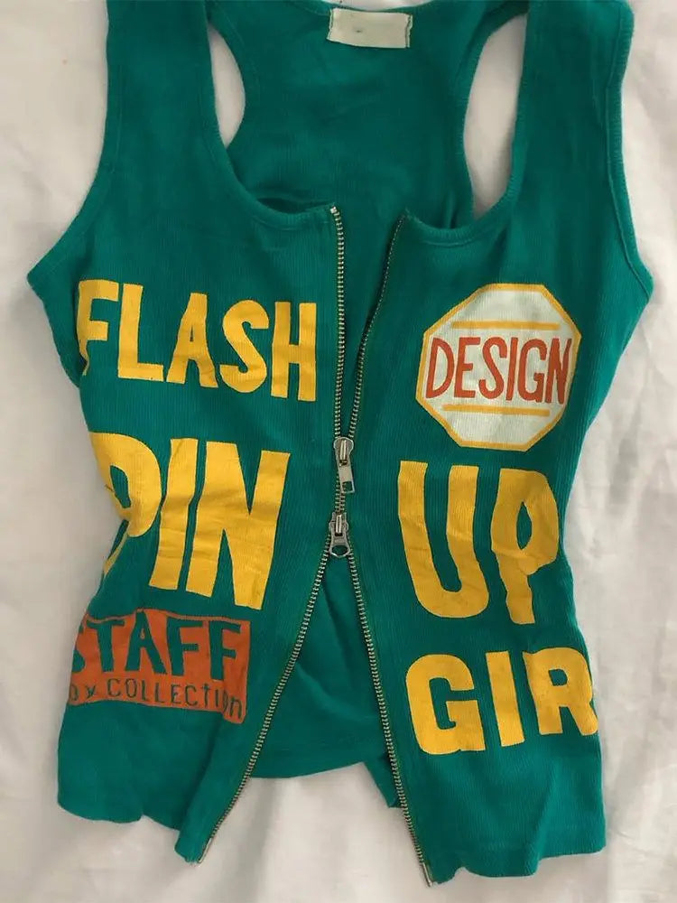 Vest Zip Up Crop Top