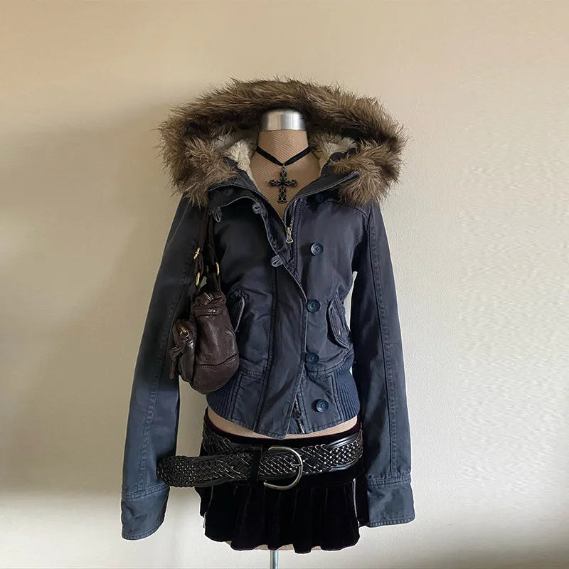 Winter Vintage Detachable Fur Jacket - Planet Missy