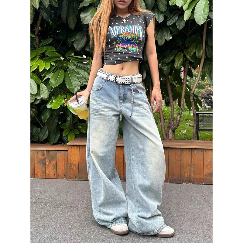Straight Baggy Denim Trousers - Planet Missy