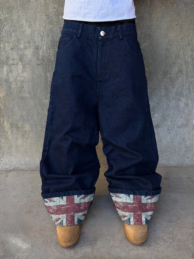 UK Flag Baggy Jeans - Planet Missy