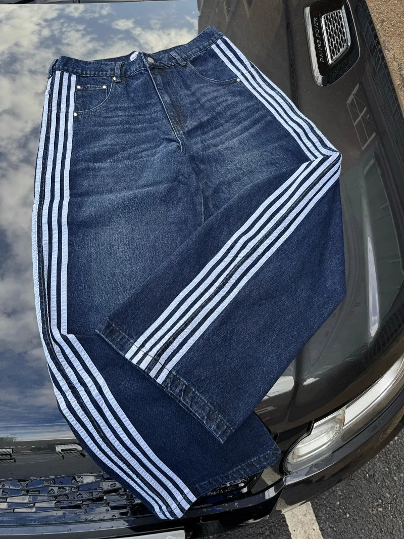 Wide Leg Stripe Jeans