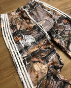 Leaf Camo striped wide-leg pants