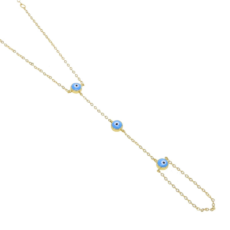Enamel Evil Eye Charm Chain Bracelet