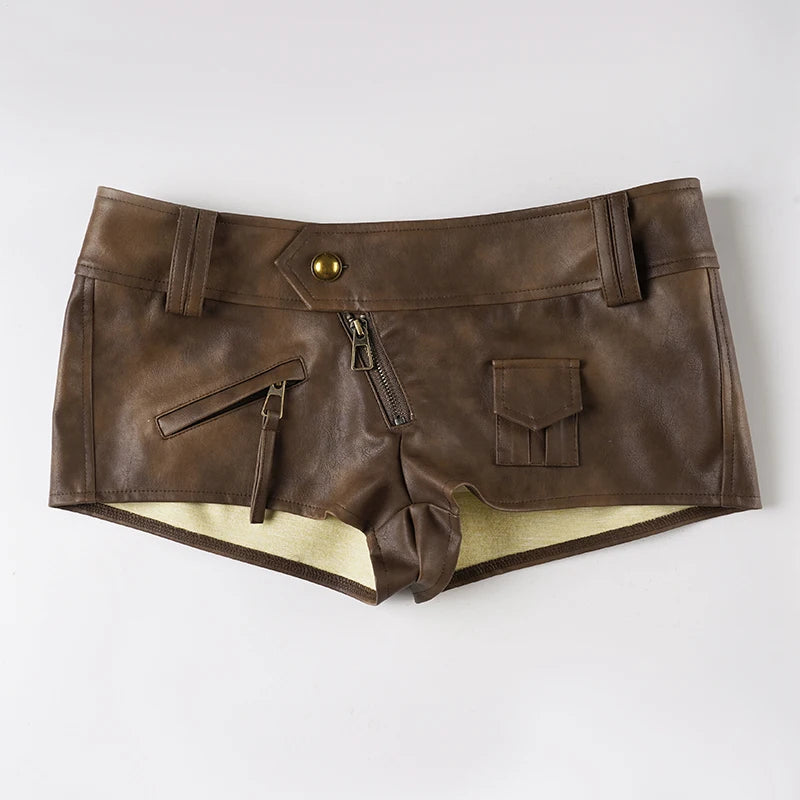 Brown Low-Waisted Shorts