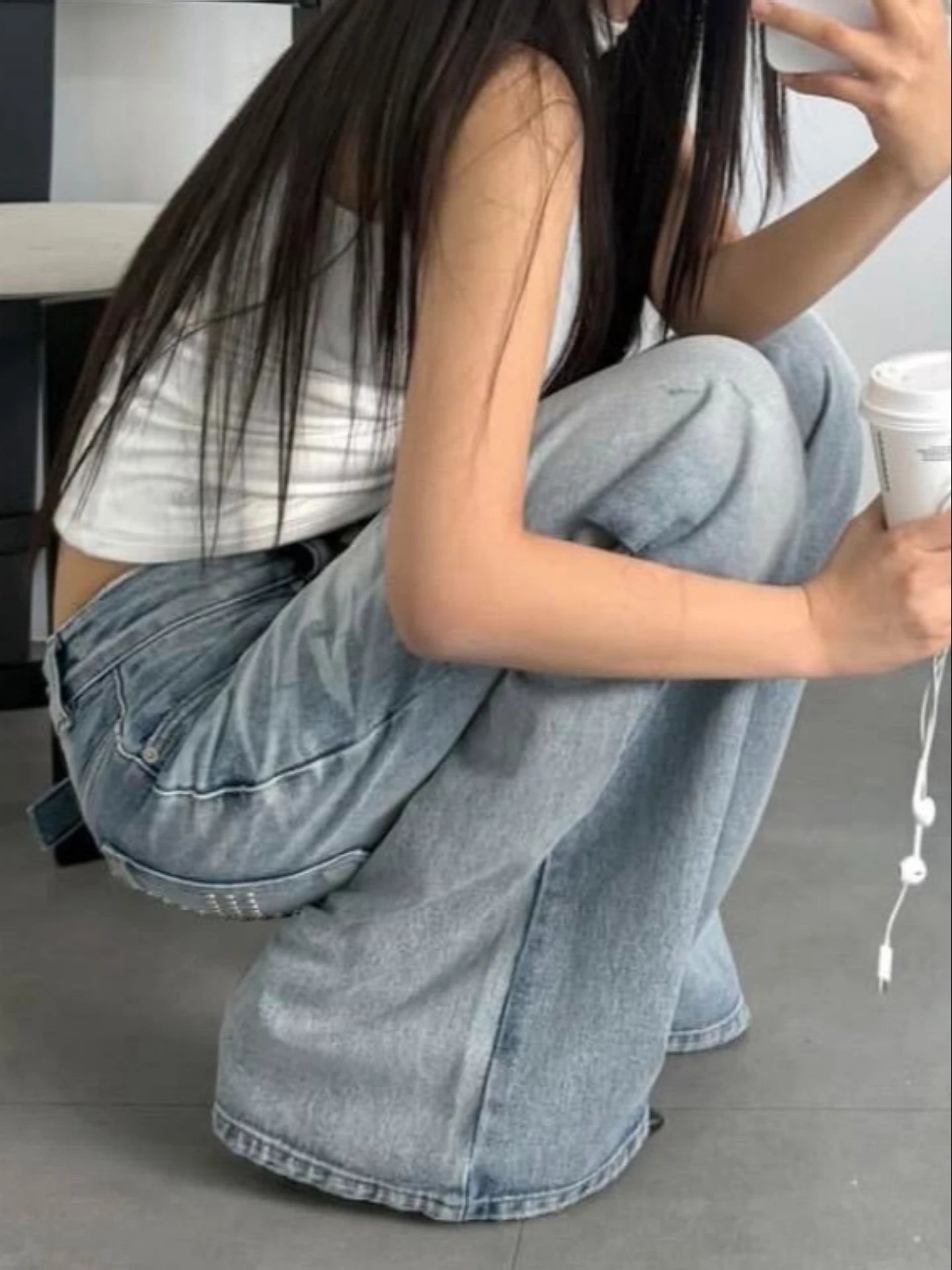 Loose Straight Leg Blue Pants - Planet Missy
