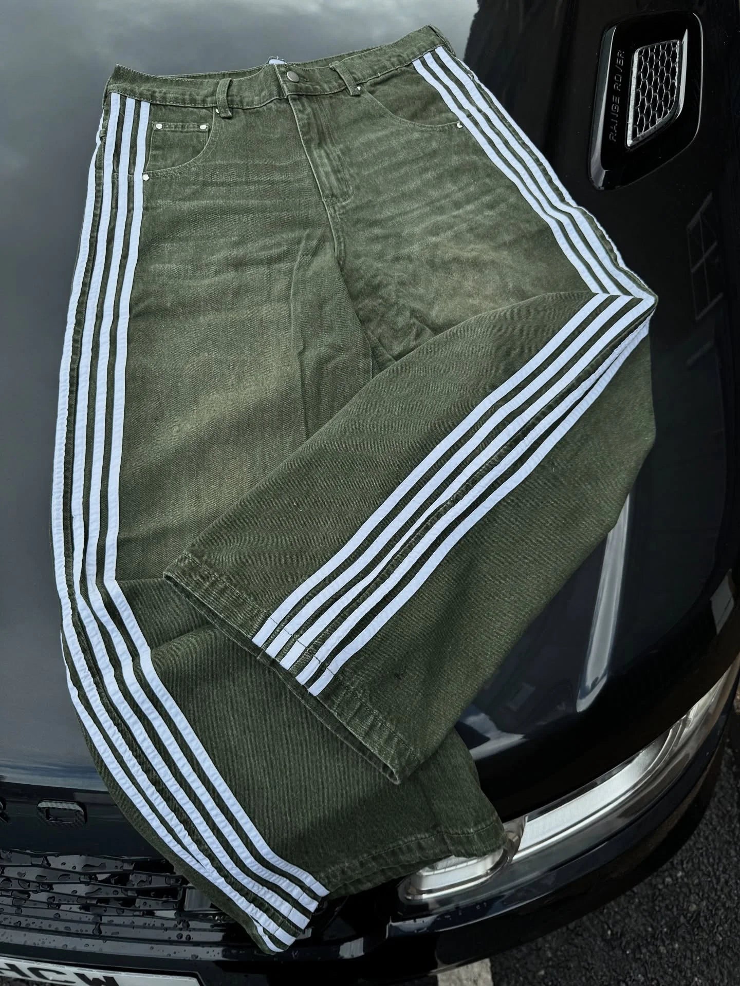 Wide Leg Stripe Jeans