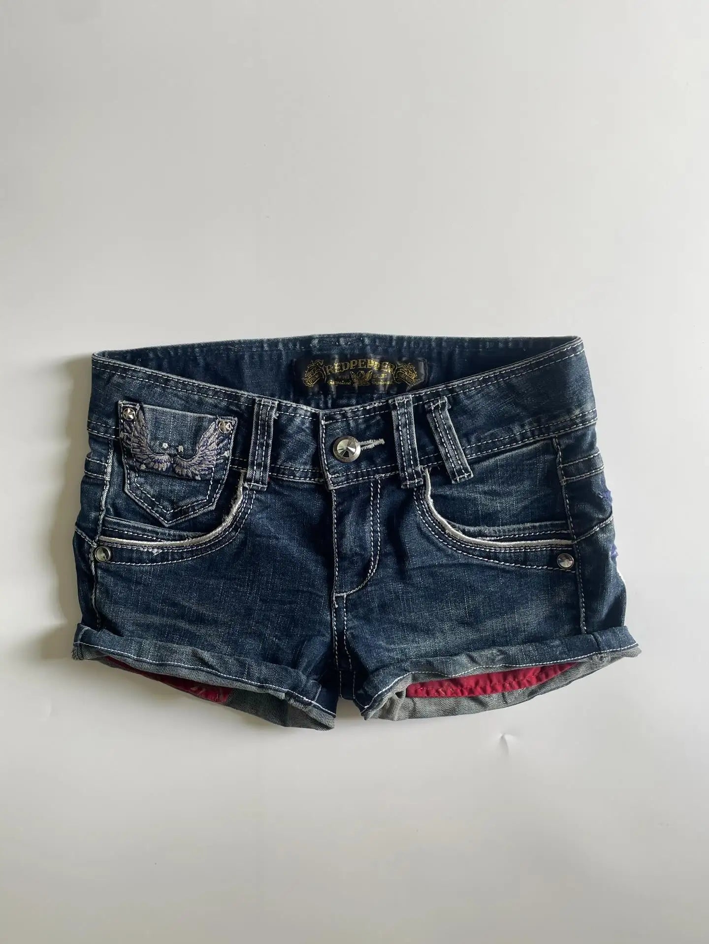 Y2K Angel Denim Shorts - Planet Missy