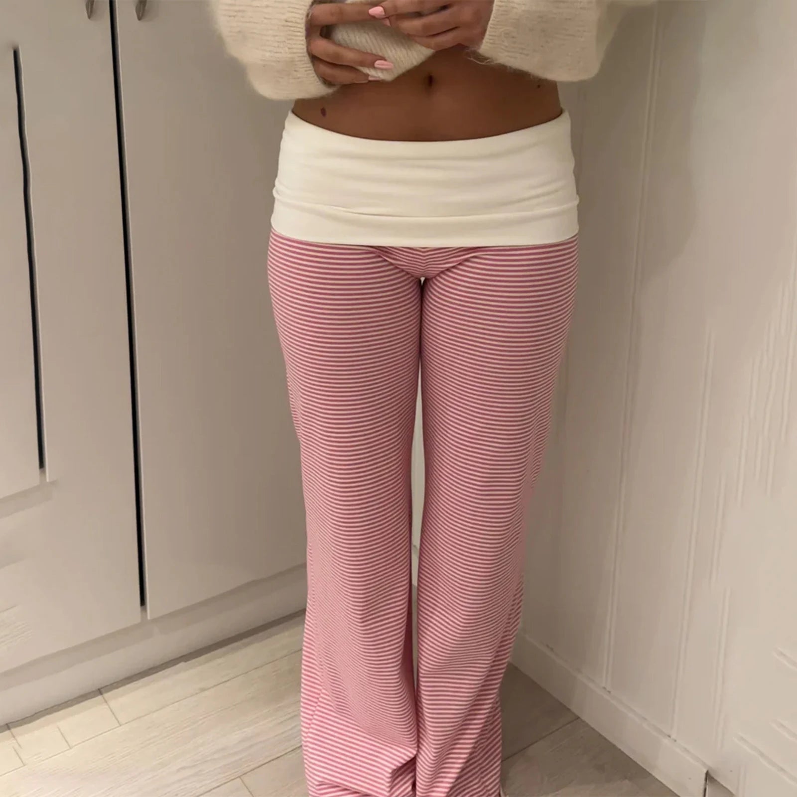 Low Waisted Fold Over Sweatpants - Planet Missy