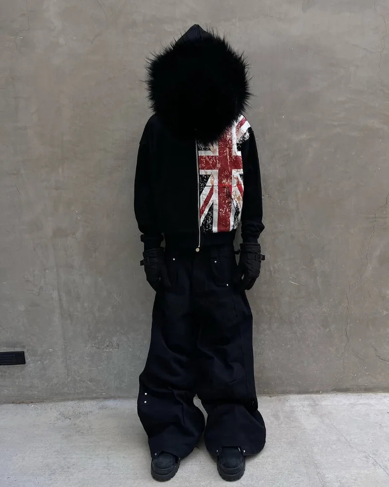 Flagged Zip Hoodie