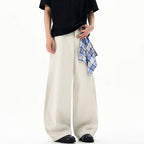 Casual Beige Wide Leg Trousers