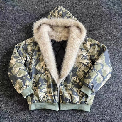 Camouflage Print Warm Parka Coat