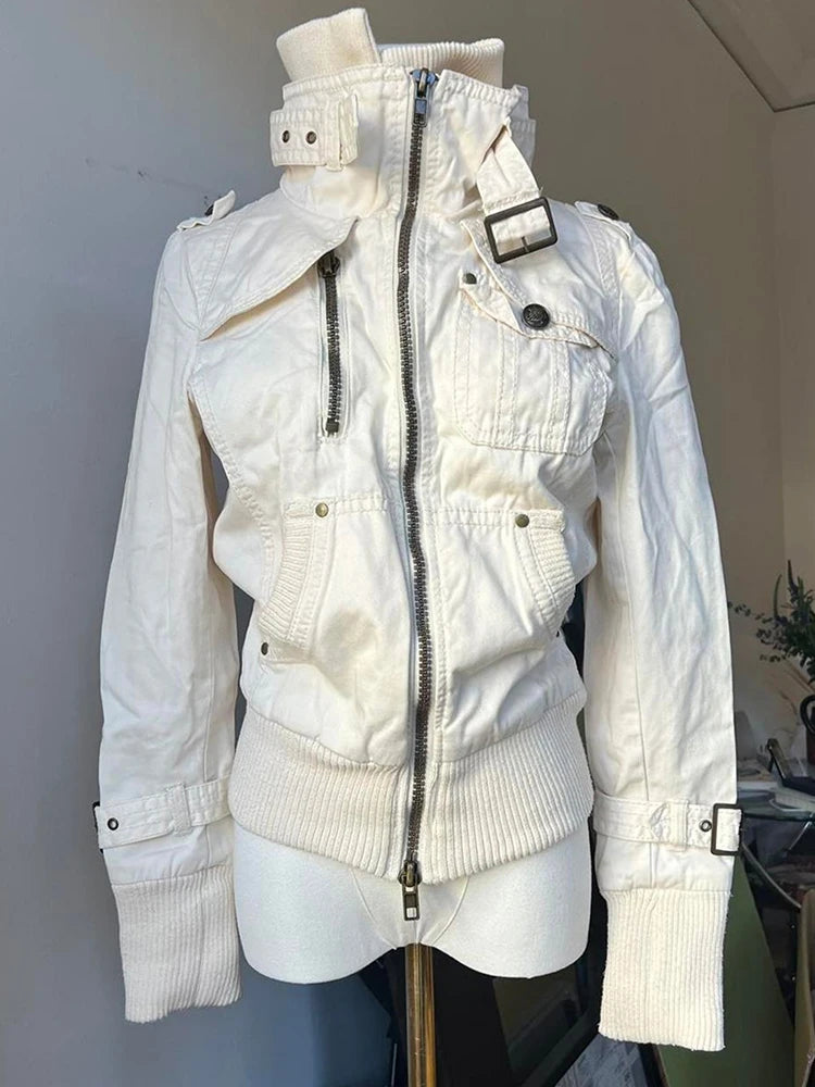 Retro White Winter Jacket - Planet Missy