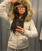 Faux Fur Trim Winter Zip Jacket