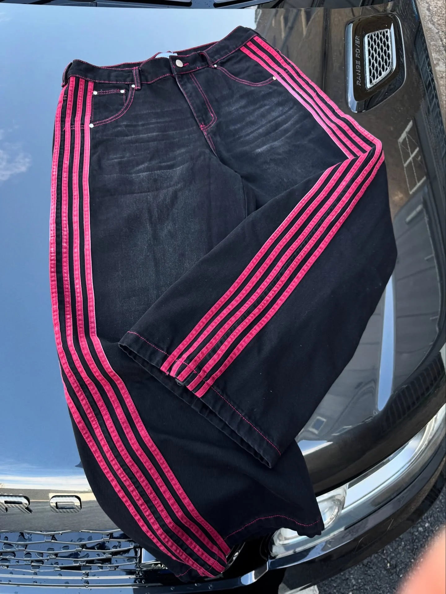 Wide Leg Stripe Jeans