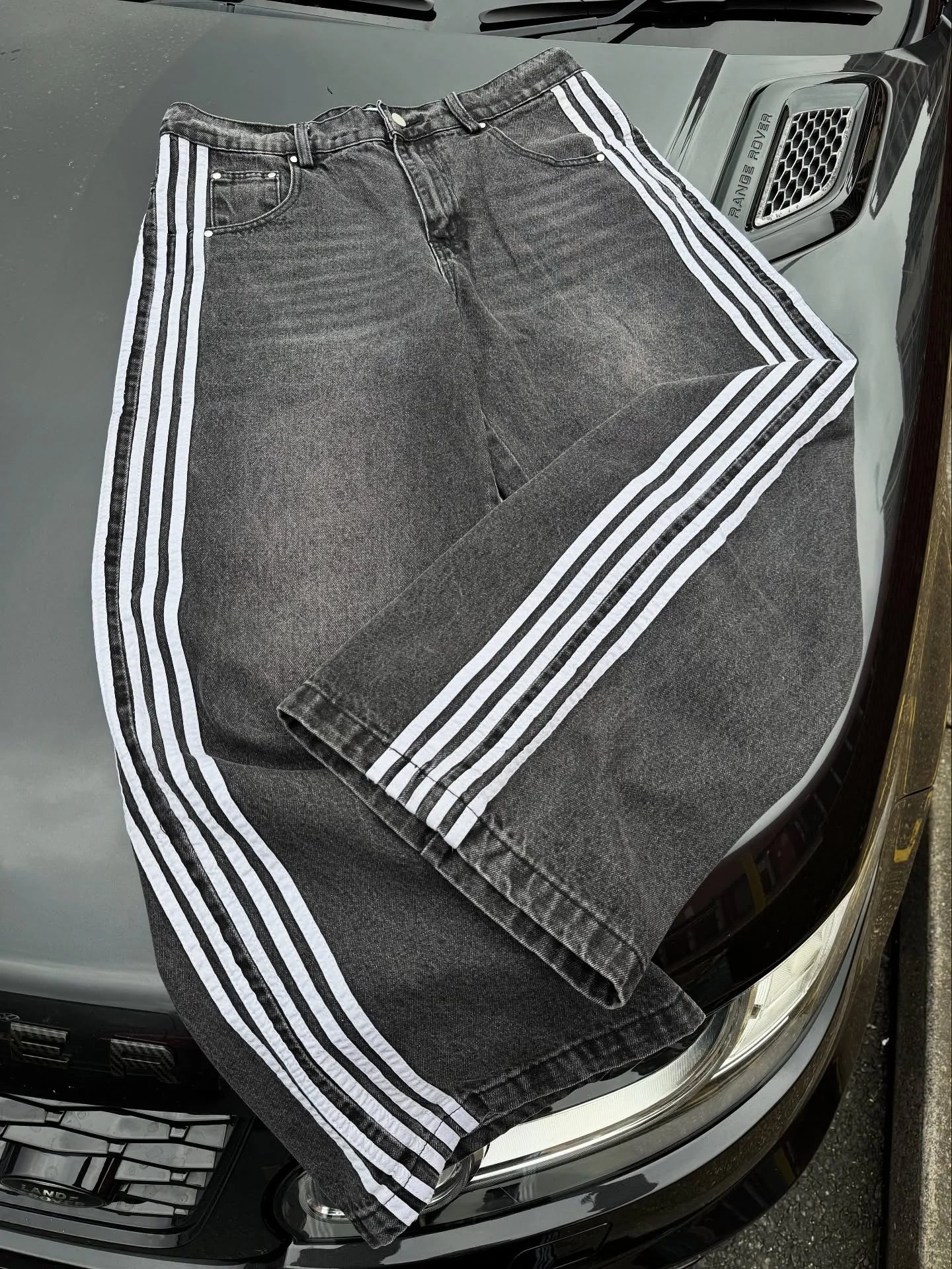 Wide Leg Stripe Jeans