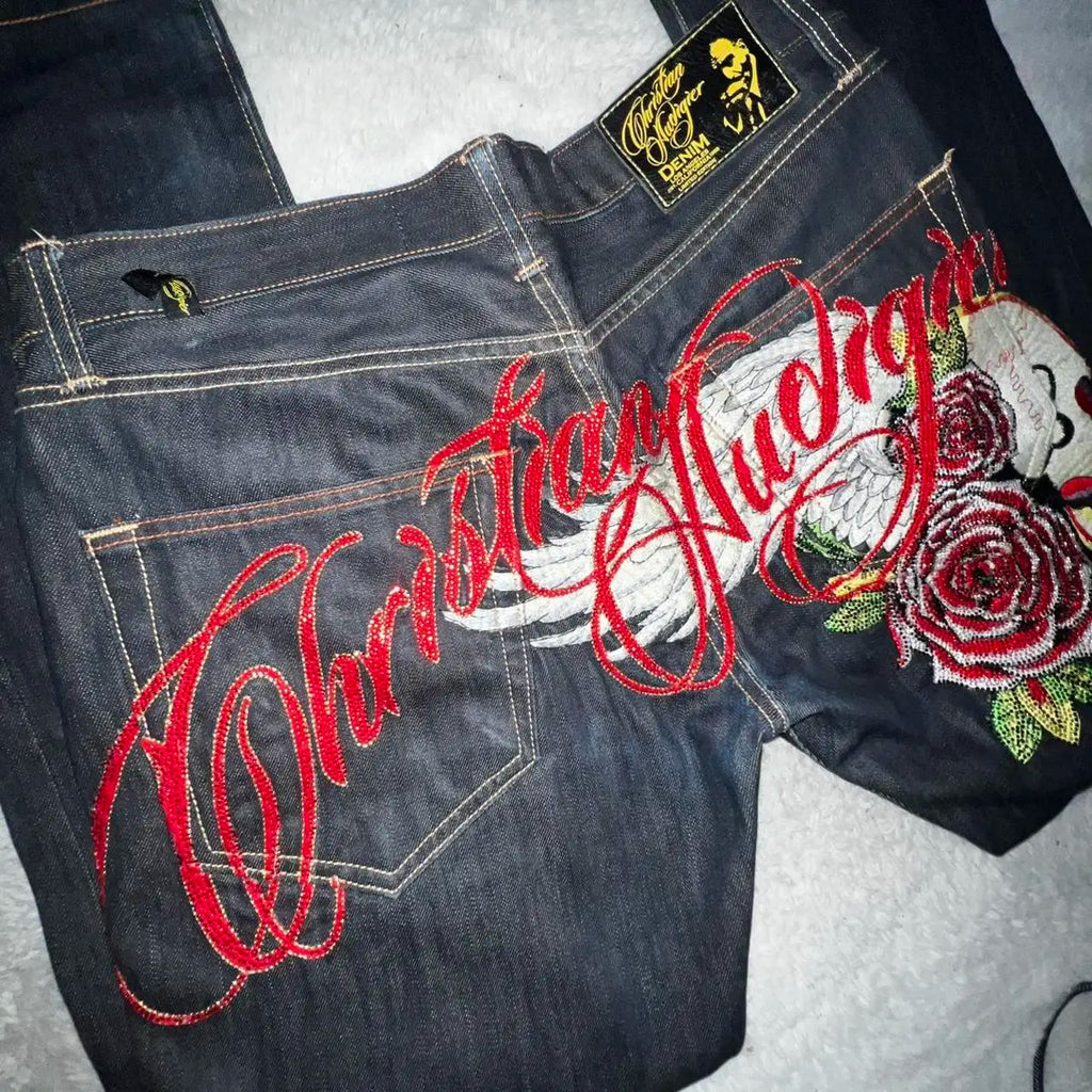 Angel wings Embroidery Jeans