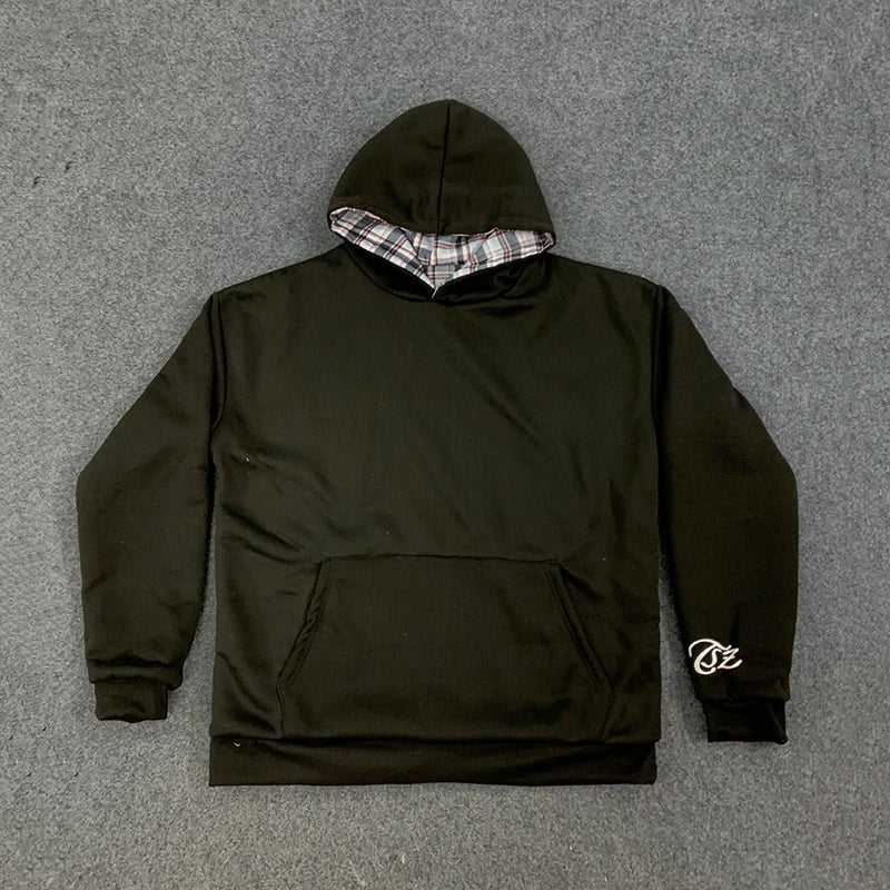 Plaid Print Loose Hoodie