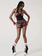 98 Lace-Up Denim Shorts