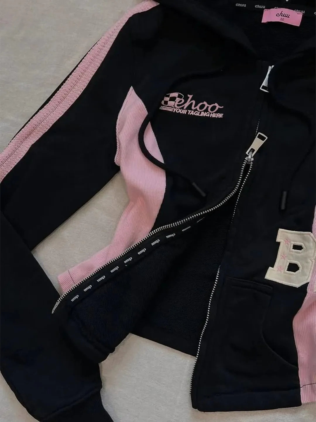 Sudadera con cremallera estética de los 2000 para mujeres, chaqueta casual negra, ajuste ceñido, cintura con cordón, manga larga, moda streetwear, abrigo 2025
