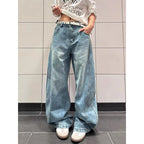 Vintage Printing Denim Trousers