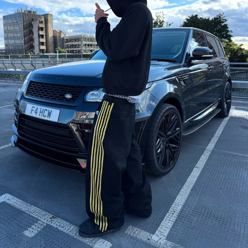 Wide Leg Stripe Jeans