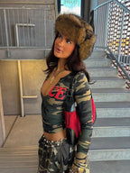 Camo Cut Low-Neck Top - Planet Missy