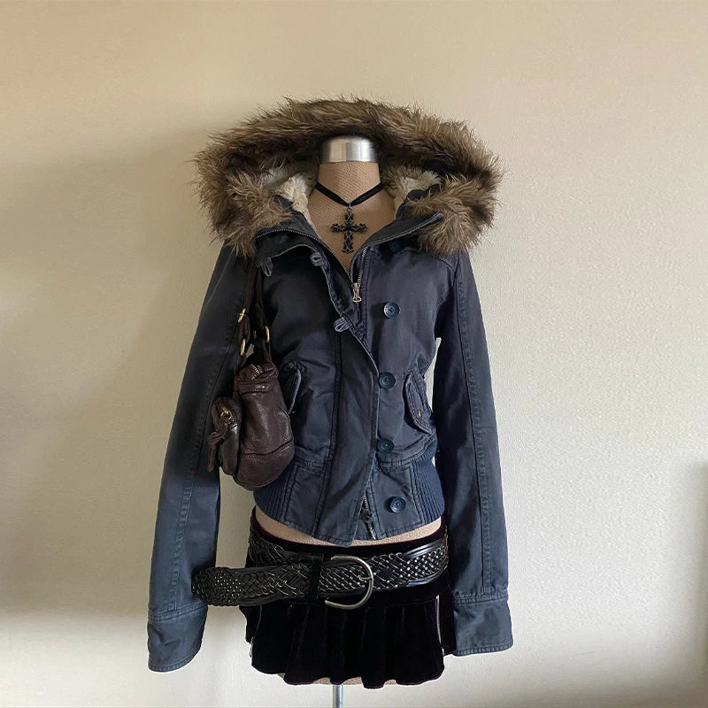 Winter Vintage Detachable Fur Jacket - Planet Missy