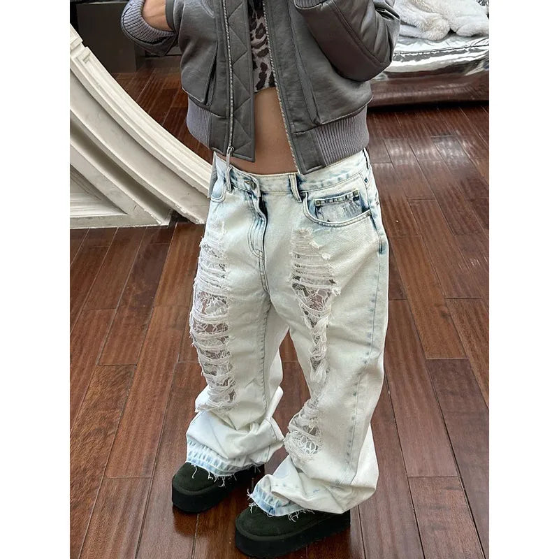 Light Blue Distressed Jeans - Planet Missy