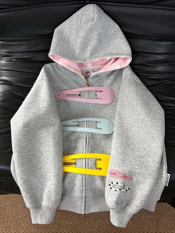 Polka Dot Splicing Hooded