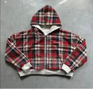 Double-Sided Plaid Hoodie - Planet Missy