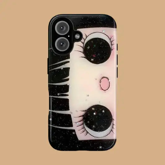 Clmj BIG EYES COMIC GIRL Phone Case for iPhone 17 16e 16 15 14 13 12 11 X XS XR XSMAX Air Pro Max Plus Luxury Double-layer Cover - Planet Missy