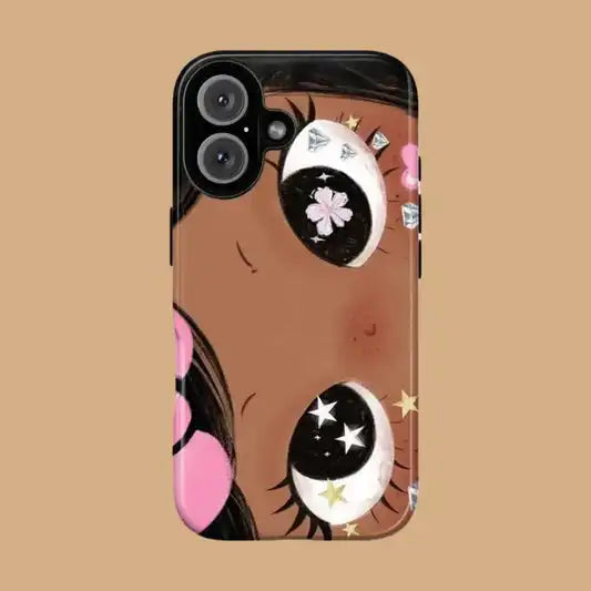 Clmj BIG EYES COMIC GIRL Phone Case for iPhone 17 16e 16 15 14 13 12 11 X XS XR XSMAX Air Pro Max Plus Luxury Double-layer Cover - Planet Missy