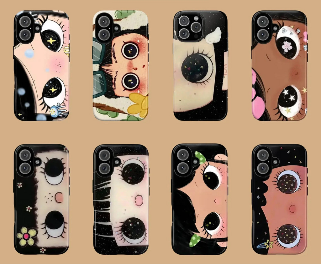 Clmj BIG EYES COMIC GIRL Phone Case for iPhone 17 16e 16 15 14 13 12 11 X XS XR XSMAX Air Pro Max Plus Luxury Double-layer Cover - Planet Missy