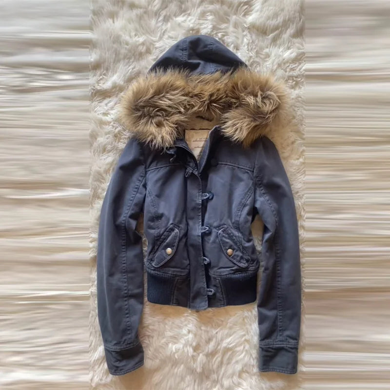 Winter Vintage Detachable Fur Jacket