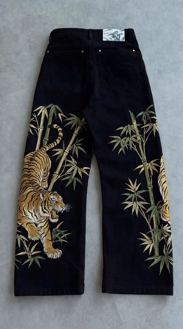 Tiger Dragon Wide Leg Jeans