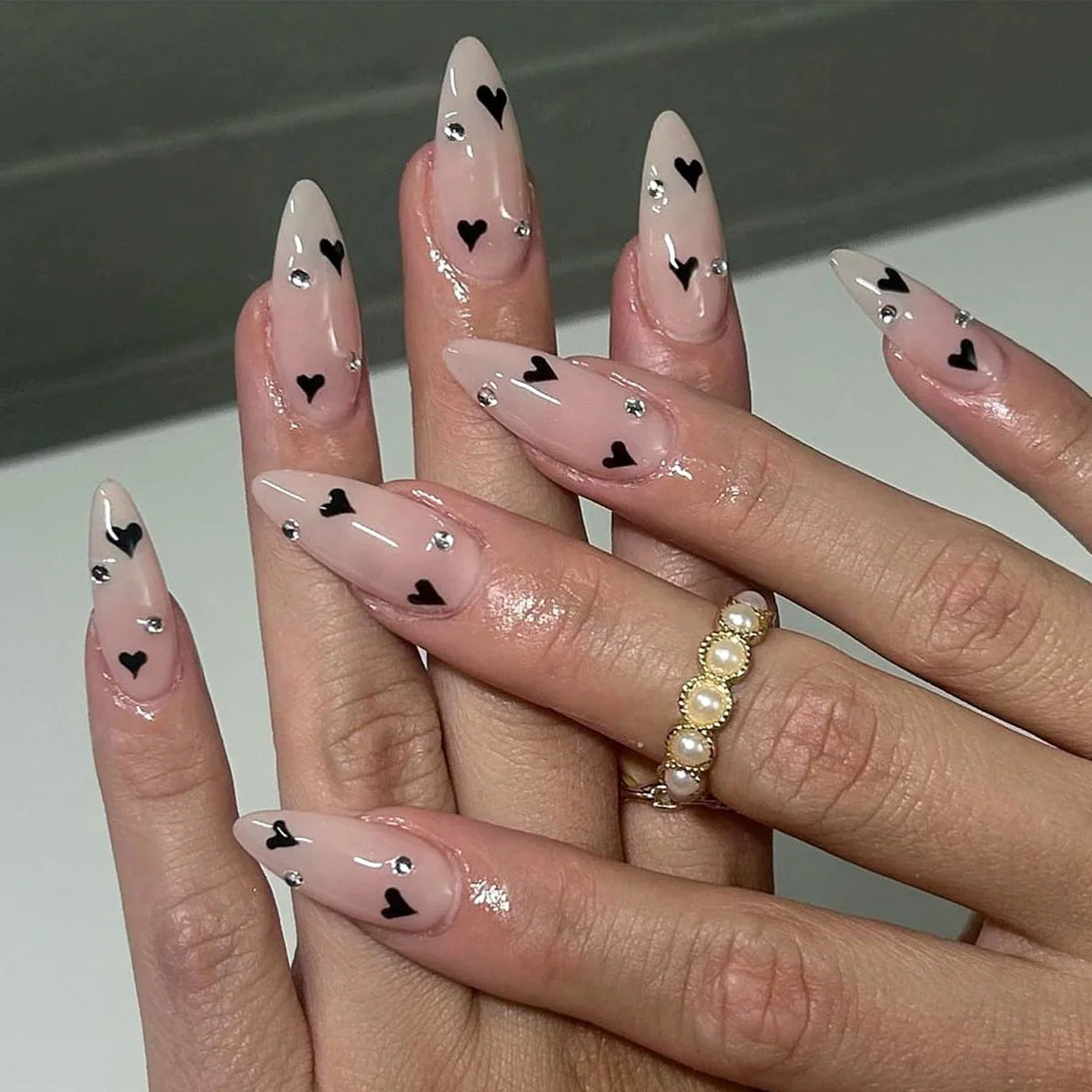 French Fake Nails Red Five-pointed Star False Nails Full Cover Press on Nail Tips y2k Nail Art Almond Artificial Nail Patches - Planet Missy