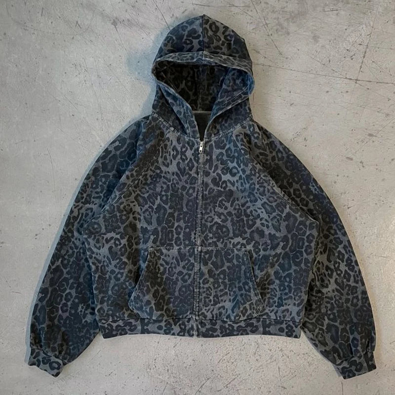 Black Leopard Print Hoodie - Planet Missy