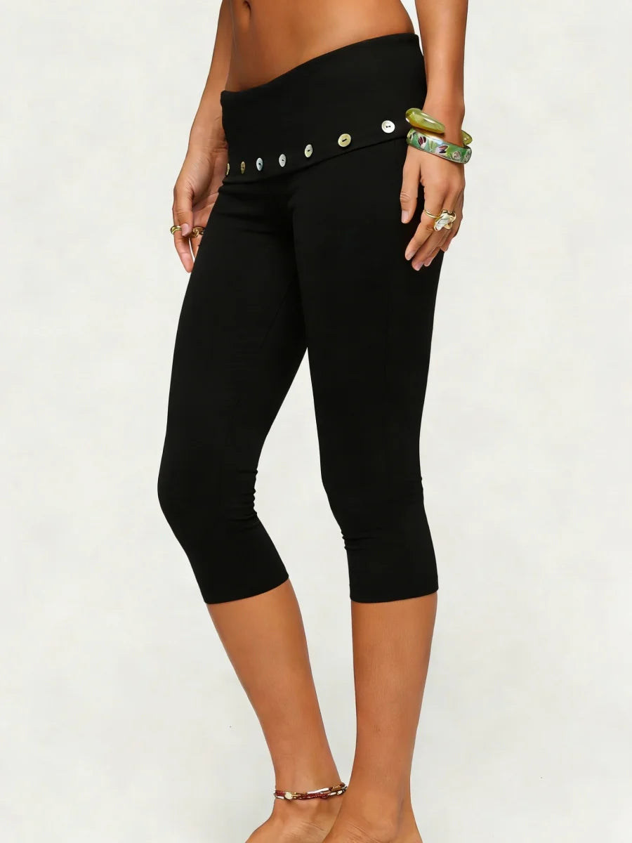 Fold Over Capri Pants - Planet Missy