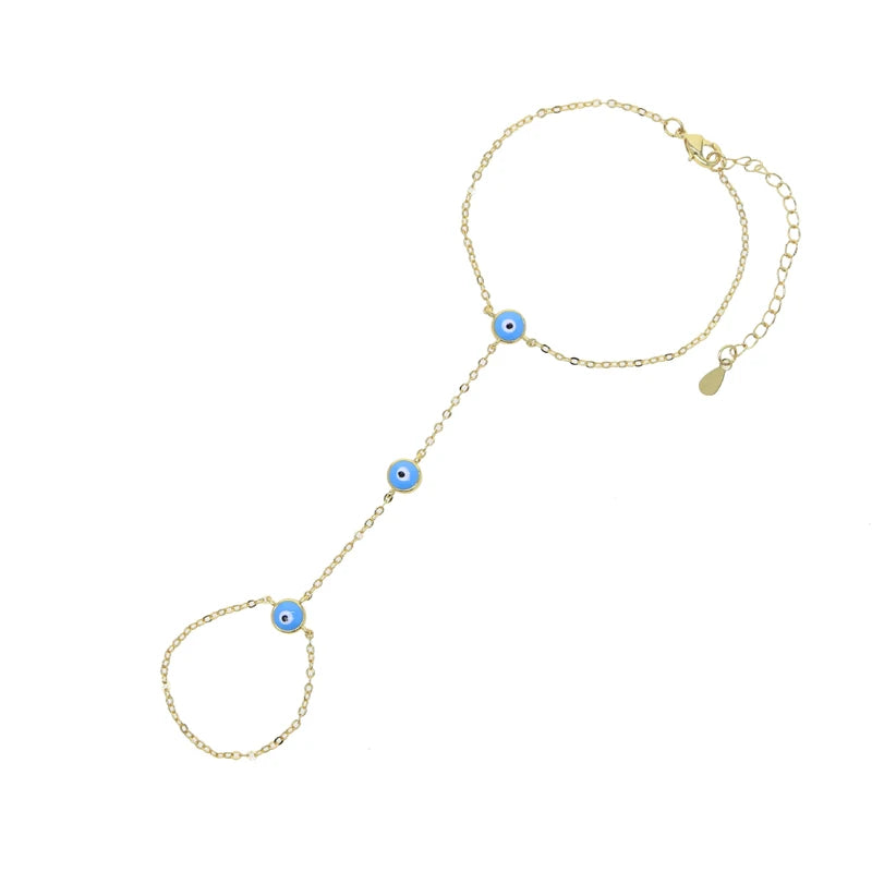 Enamel Evil Eye Charm Chain Bracelet