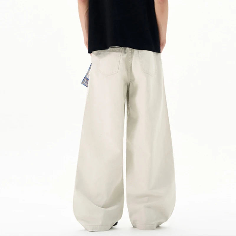 Casual Beige Wide Leg Trousers